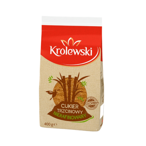Cukier trzcinowy nierafinowany 400g Królewski - 12 sztuk