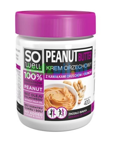 Krem orzechowy 100% z kawałkami orzechów crunchy  400g Sowell