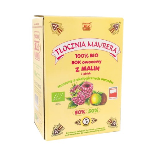 Sok owocowy z malin i jabłek 100% bio 5l tłocznia maurera